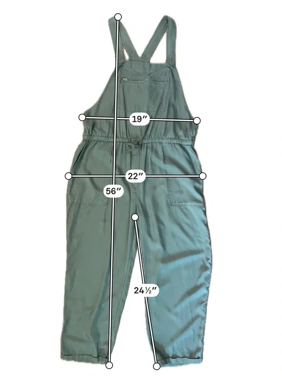 Knox Rose Olive Green Sleeveless Bib Jumpsuit Overalls Size L - Picture 3 of 5